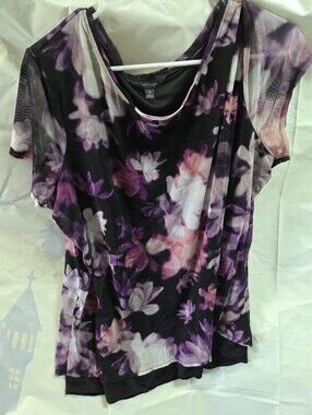 Floral Purple Scoop Neck Women's Top